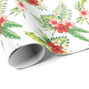 Colourful Hibiscus Pattern Custom Background Wrapping Paper