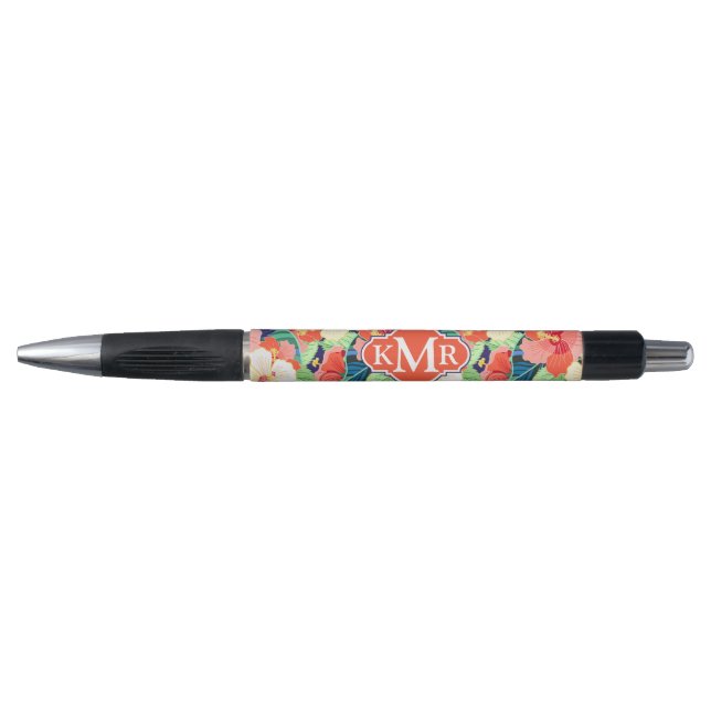 Colourful Hibiscus Pattern | Monogram Pen (Front)
