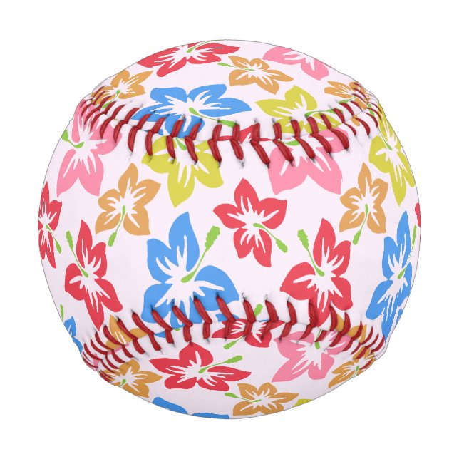 Colourful Hibiscus, Pattern Of Flowers Baseball (Back)