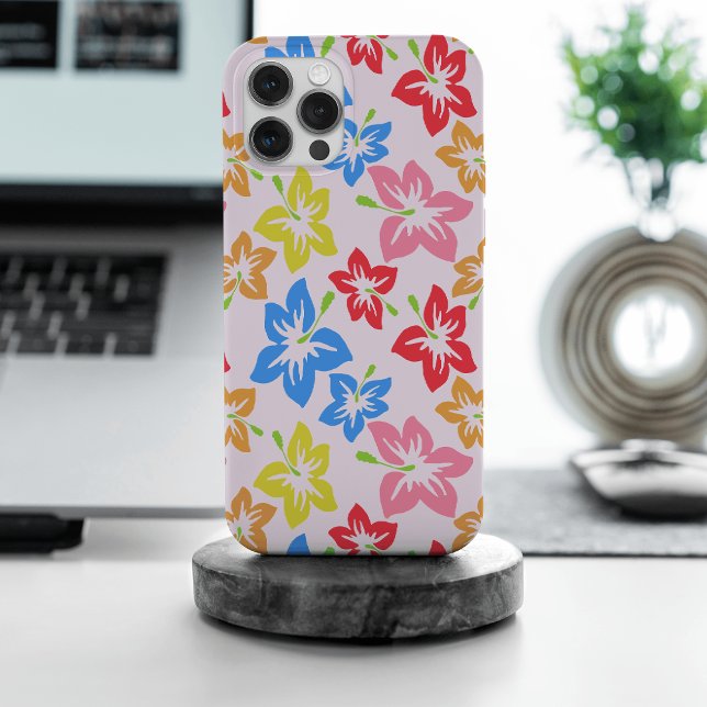 Colourful Hibiscus, Pattern Of Flowers iPhone Case (Creator Uploaded)