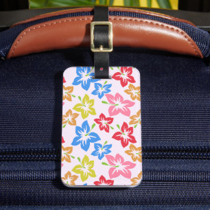 Colourful Hibiscus, Pattern Of Flowers Luggage Tag