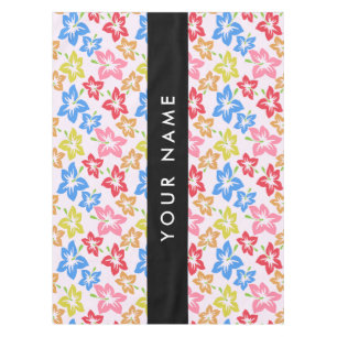 Colourful Hibiscus, Pattern Of Flowers, Your Name Tablecloth