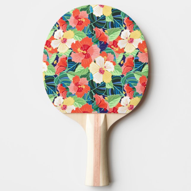 Colourful Hibiscus Pattern Ping Pong Paddle (Front)