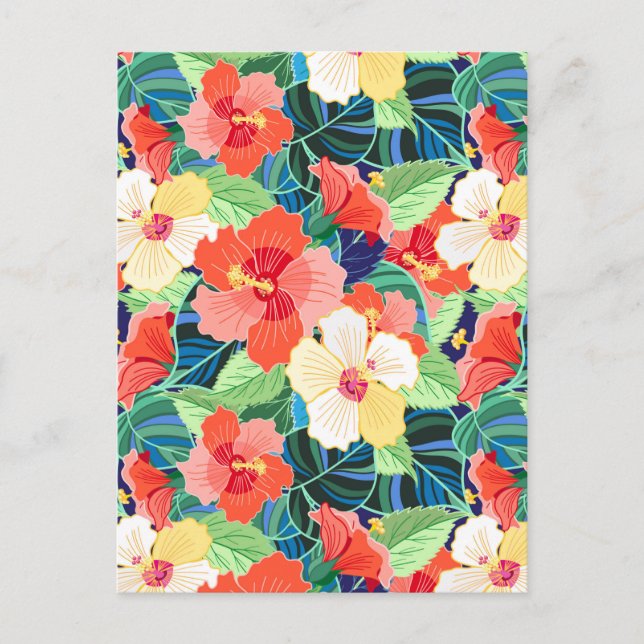 Colourful Hibiscus Pattern Postcard (Front)