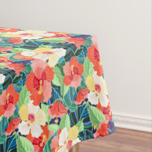 Colourful Hibiscus Pattern Tablecloth