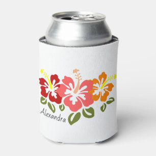 Colourful Hibiscus Trio Personalized Can Cooler