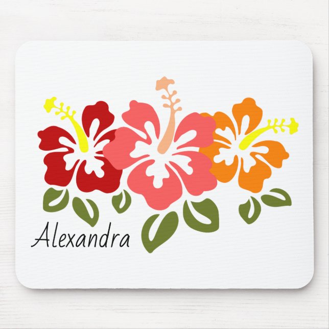 Colourful Hibiscus Trio Personalized Mouse Pad (Front)