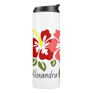 Colourful Hibiscus Trio Personalized Thermal Tumbler