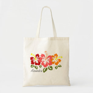 Colourful Hibiscus Trio Personalized Tote Bag