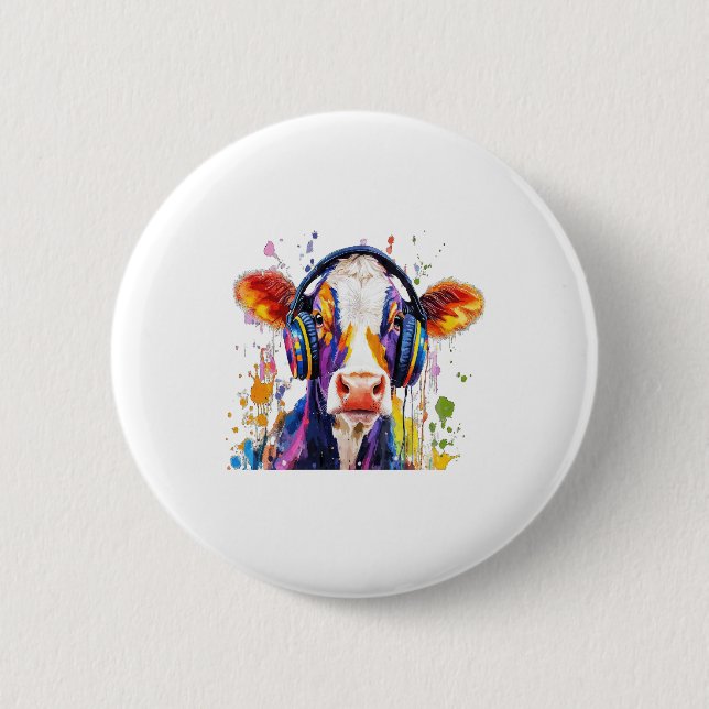 Colourful Highland Cow 2 Inch Round Button (Front)