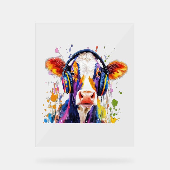 Colourful Highland Cow Acrylic Sign (Front)