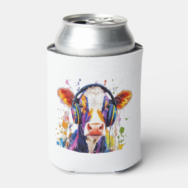 Colourful Highland Cow Can Cooler (Can Front)