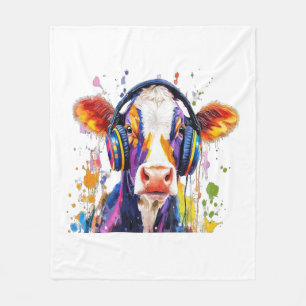 Colourful Highland Cow Fleece Blanket