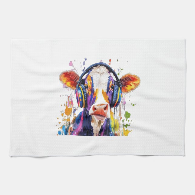 Colourful Highland Cow Kitchen Towel (Horizontal)