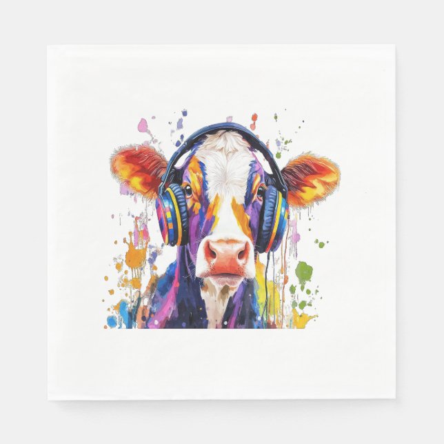 Colourful Highland Cow Napkin (Front)
