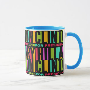 Colourful Hillary Clinton 2016 custom mugs