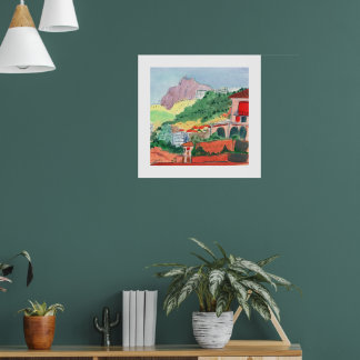 Colourful Hillside Village Art Print