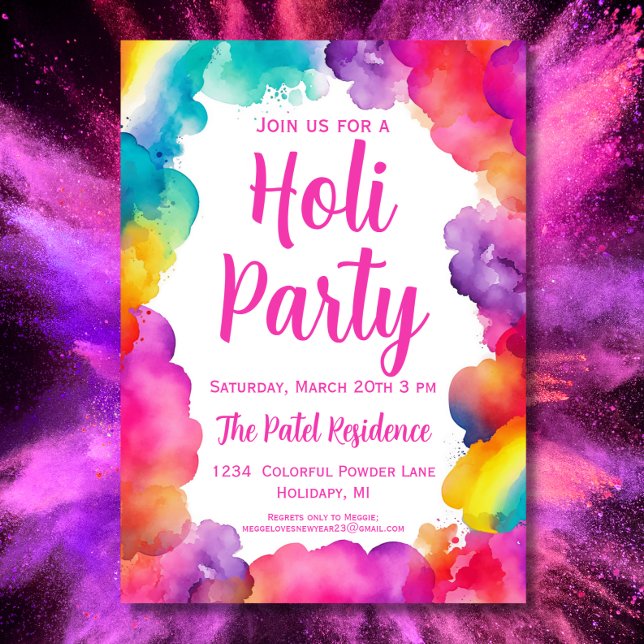 Colourful Hindu Holi Festival Party Invitation (Creator Uploaded)