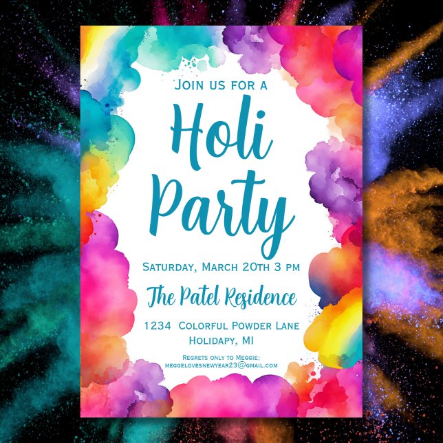Colourful Hindu Holi Festival Party Invitation (Creator Uploaded)