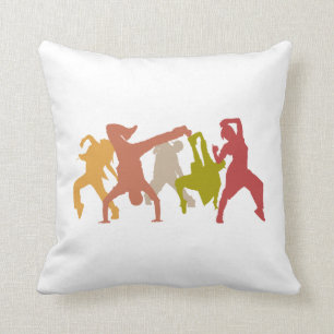 Colourful Hip Hop Dancers Throw Pillow