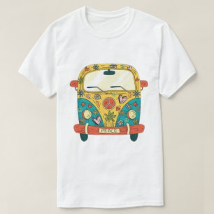 Colourful Hippie Bus Graphic T-Shirt Retro Peace