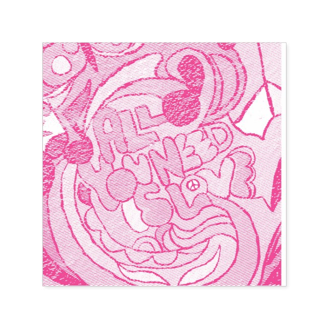 colourful hippie peace love Thunder_Cove Self-inking Stamp (Design)