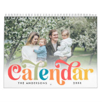 Colourful Hippie Retro 70s Family Photo Calendar