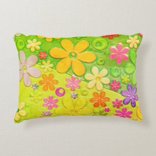 Colourful Hippy Groovy Flower  Accent Pillow