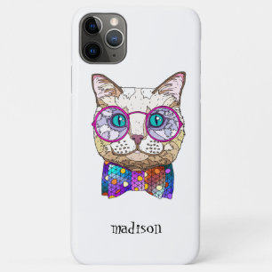 Colourful Hipster Cat, Personalized iPhone 11 Pro Max Case