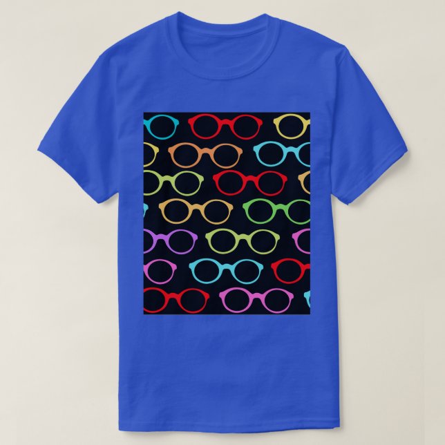 Colourful Hipster Eyeglasses Pattern Cute And Beau T-Shirt (Design Front)