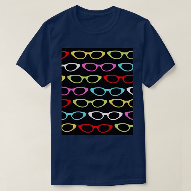 Colourful Hipster Eyeglasses Pattern Cute And Beau T-Shirt (Design Front)