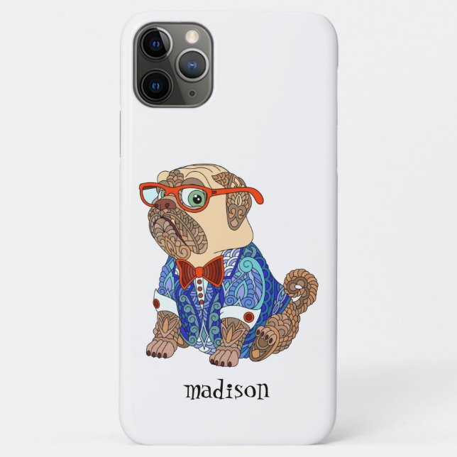 Colourful Hipster Pug Dog, Personalized Case-Mate iPhone Case (Back)