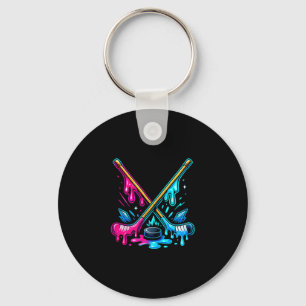 Colourful hockey enthusiast magical ice finder keychain