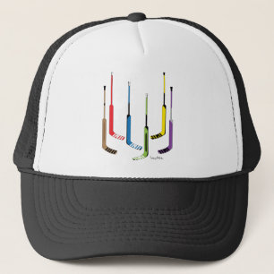 Colourful Hockey Goalie Sticks Trucker Hat