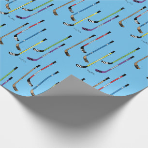 Colourful Hockey Sticks on blue Wrapping Paper