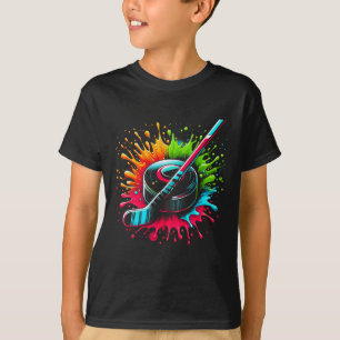 Colourful Hockey Tie Dye Colour Hockey Player Spor T-Shirt