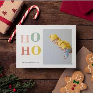 Colourful HOHO And Photo Happy Holidays Postcard