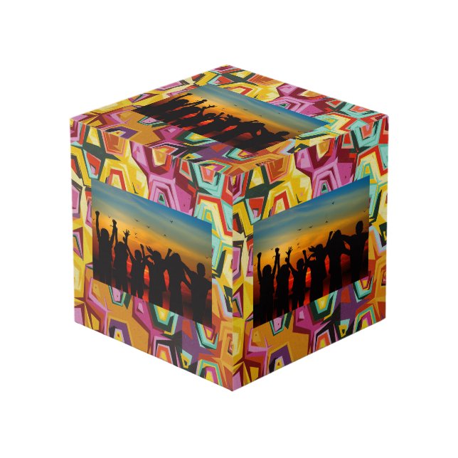 Colourful holes texture cube (Front Angled)
