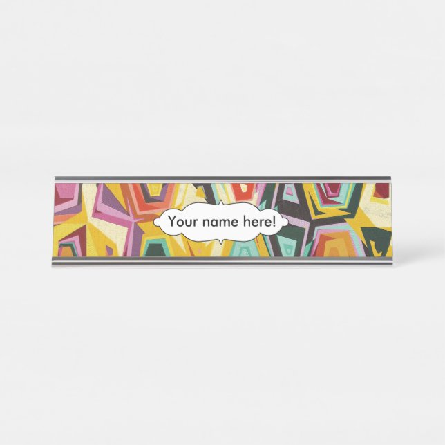 Colourful holes texture desk name plate (Front)