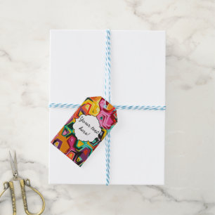 Colourful holes texture gift tags