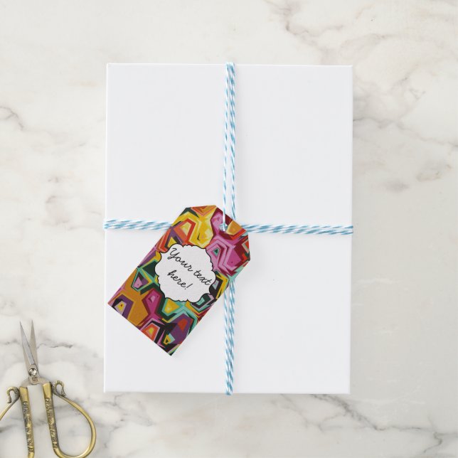 Colourful holes texture gift tags (With Twine)