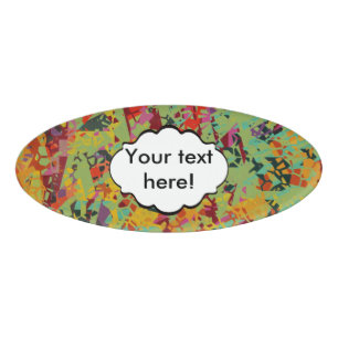 Colourful holes texture name tag