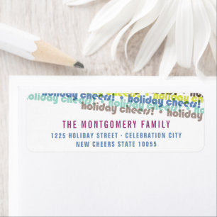 Colourful Holiday Cheers Typography Return Address