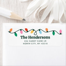 Colourful Holiday Lights Return Address Label