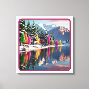 Colourful Holiday Reflections by the Lake Canvas Print