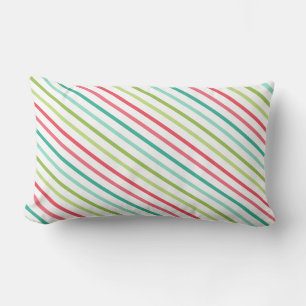 Colourful Holiday Stripe Christmas Pillow