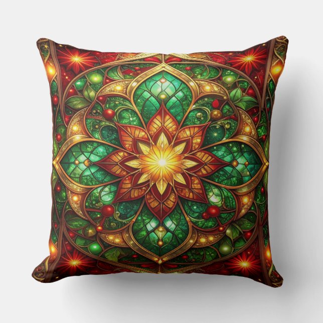 Colourful Holiday Throw Pillow (Front)