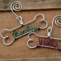 Colourful Holiday Wire Dog Bone Christmas Ornament