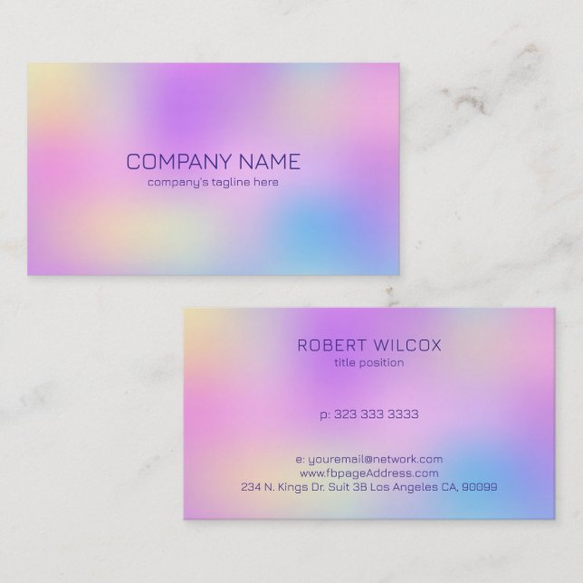 Colourful holographic background business card (Front/Back)