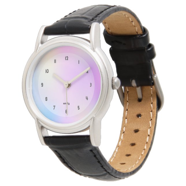 Colourful holographic background clock watch (Angled)